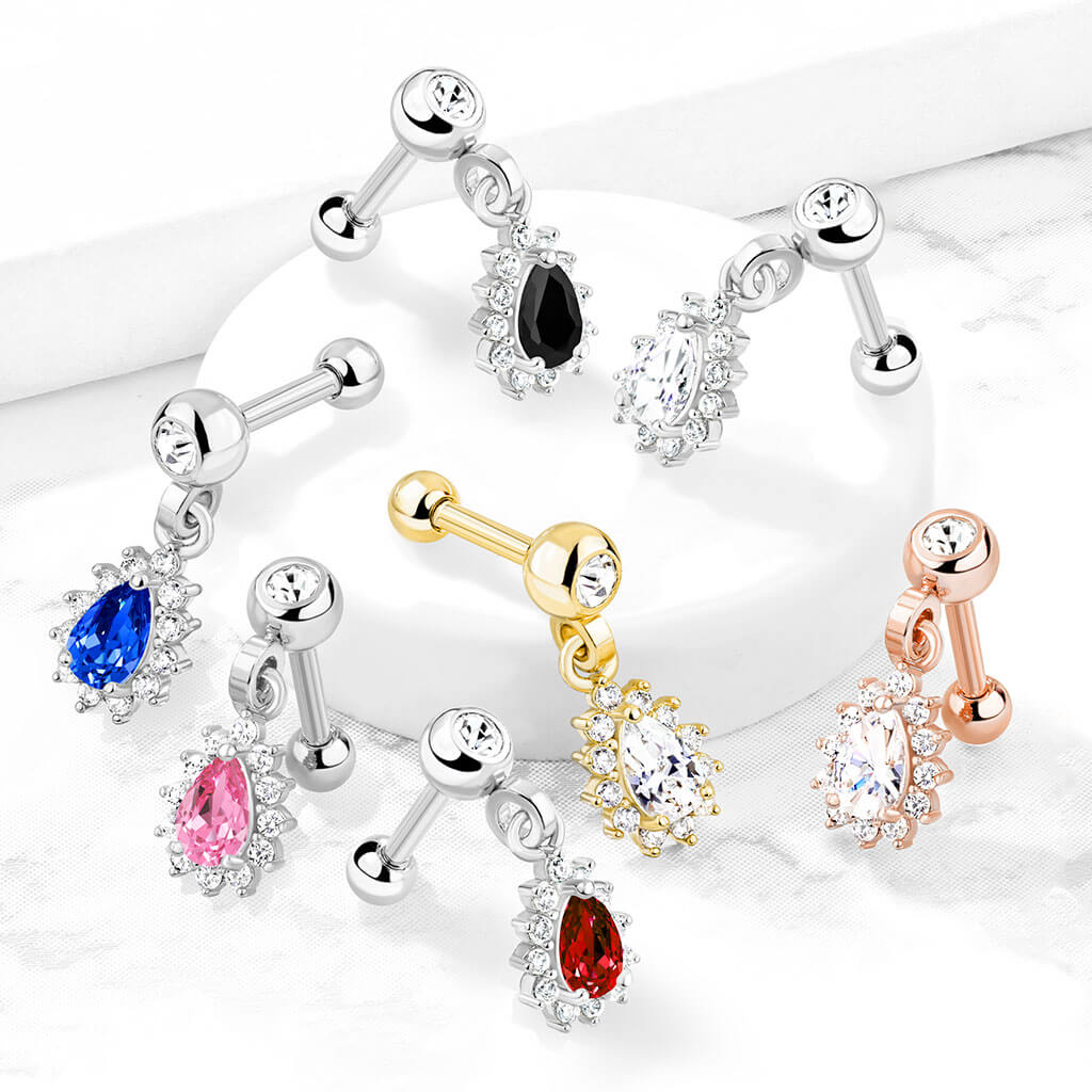 Barbell Pear dangle Zirconia - Image 7
