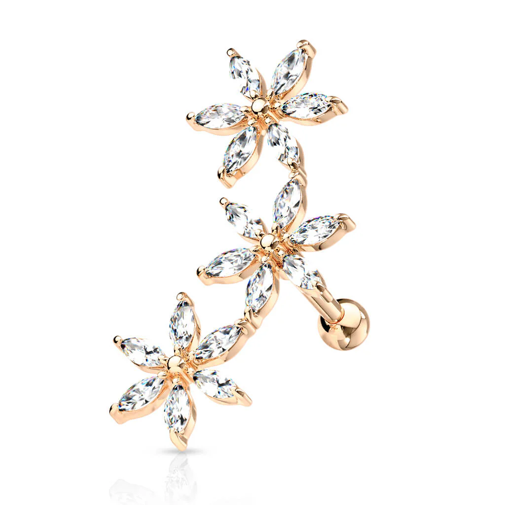 Barbell 3 Flowers Zirconia - Image 10