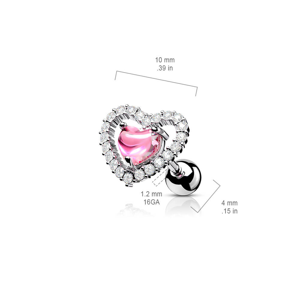 Barbell Heart Zirconia Silver - Image 2