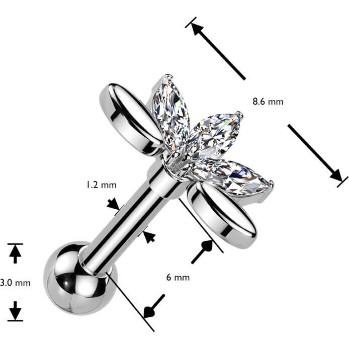 Barbell 5 zirconia marquise cut fan - Image 2