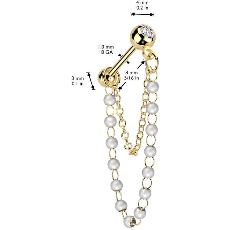Barbell pearl chain dangle - Image 2