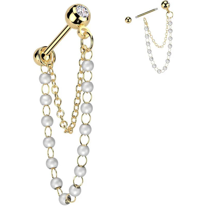 Barbell pearl chain dangle - Image 3