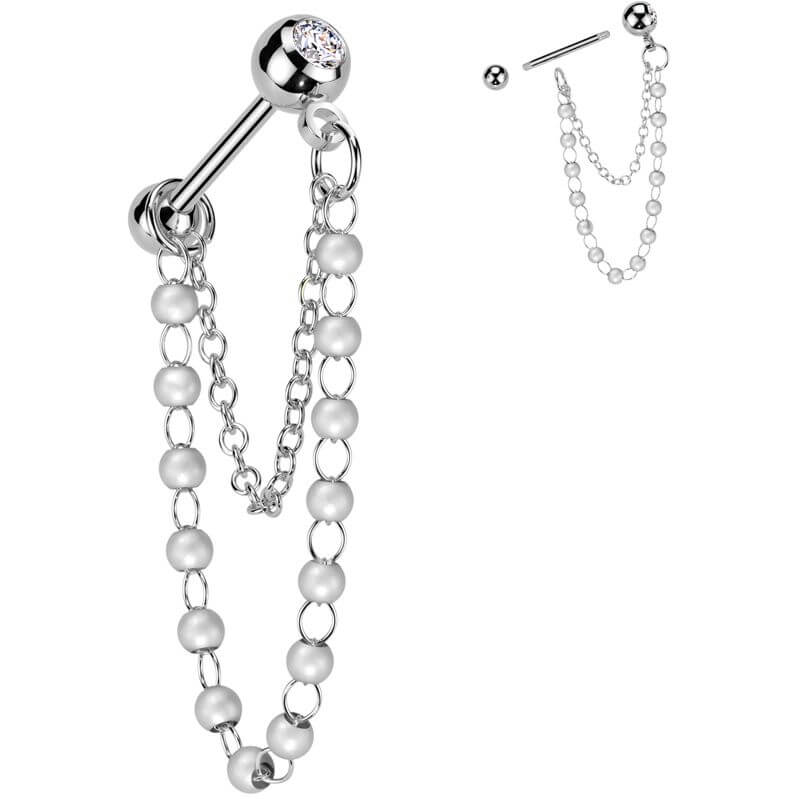 Barbell pearl chain dangle - Image 4