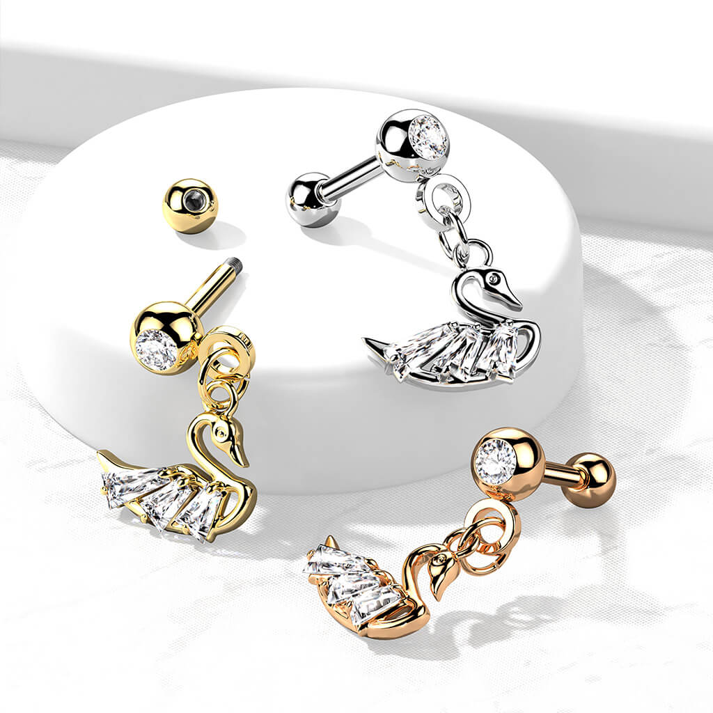 Barbell Swan dangle Zirconia - Image 6