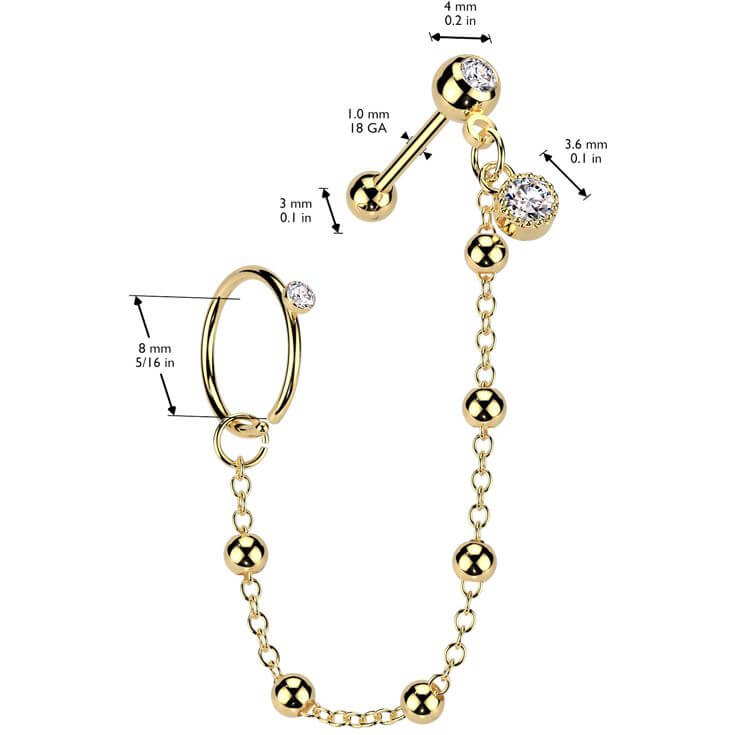 Value Pack zirconia barbell chain hoop - Image 2