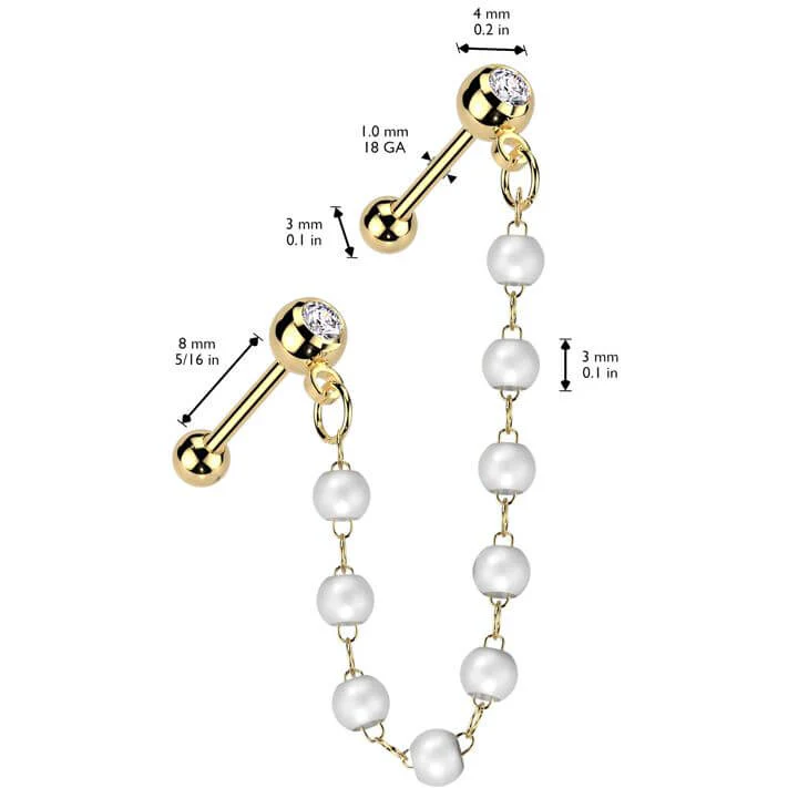 Value Pack two zirconia barbells pearl chain - Image 2