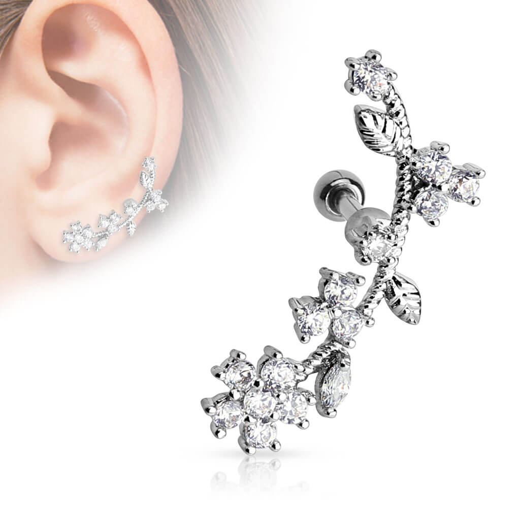 Barbell Grapevine Zirconia Silver - Image 2