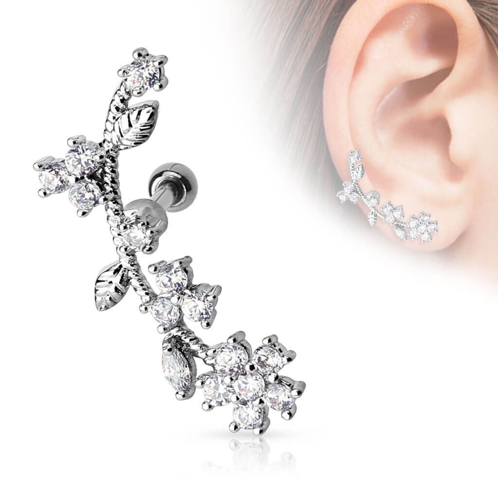 Barbell Grapevine Zirconia Silver - Image 3