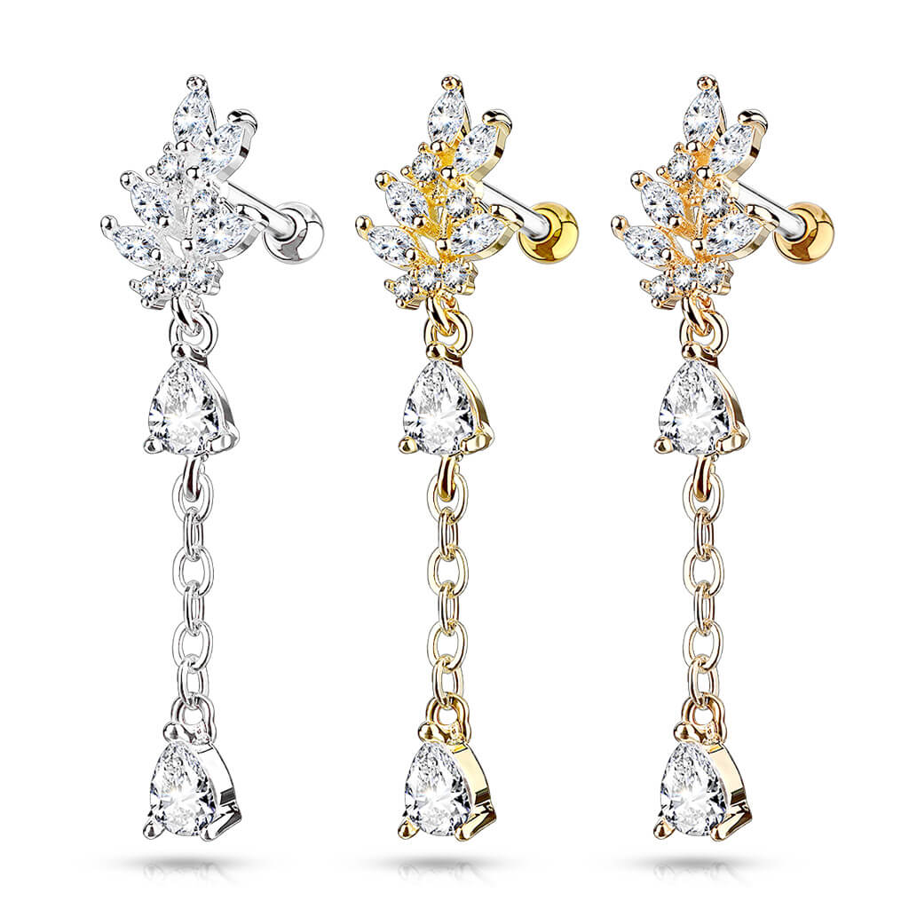 Barbell Leaf dangle Zirconia - Image 3