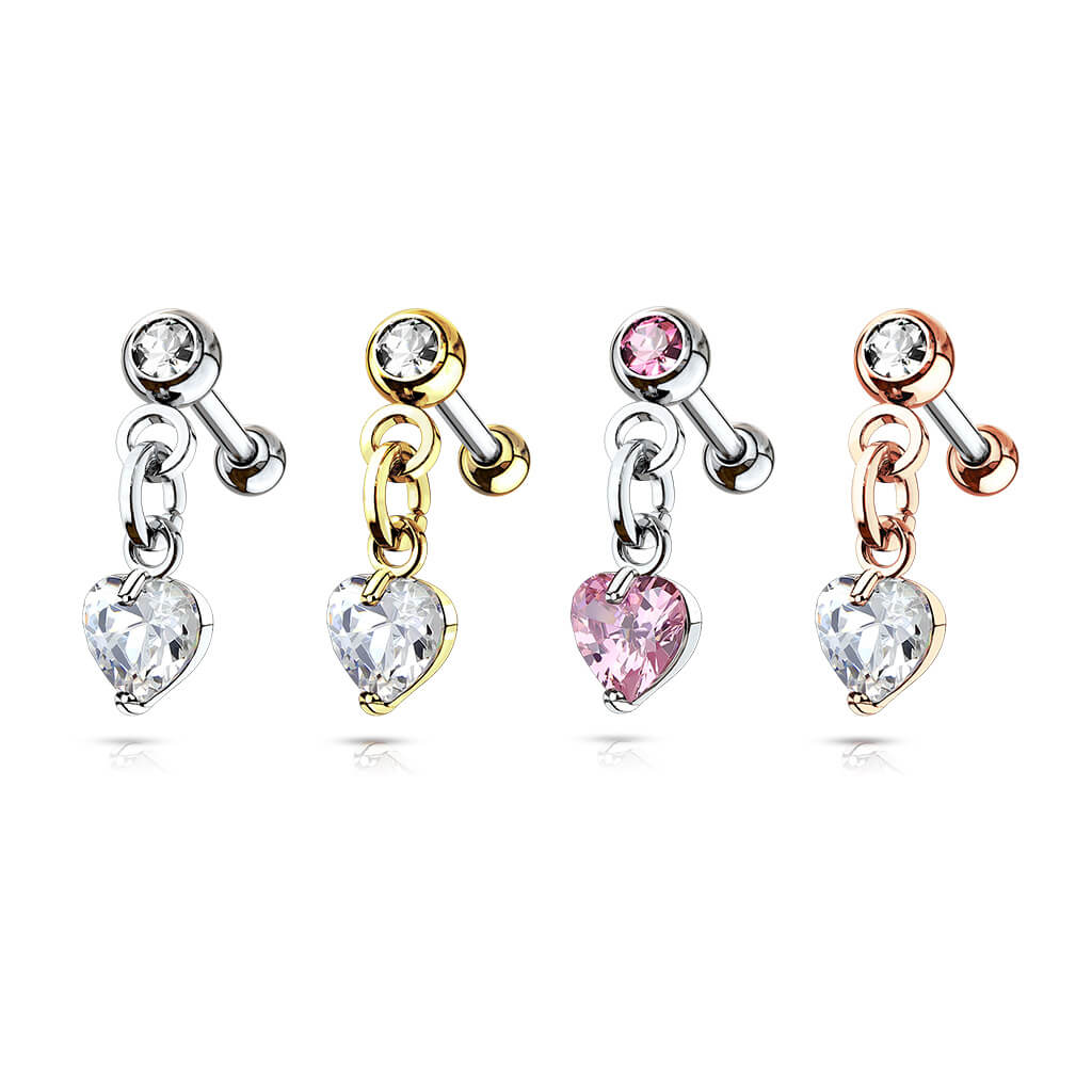 Barbell Heart dangle Zirconia - Image 5