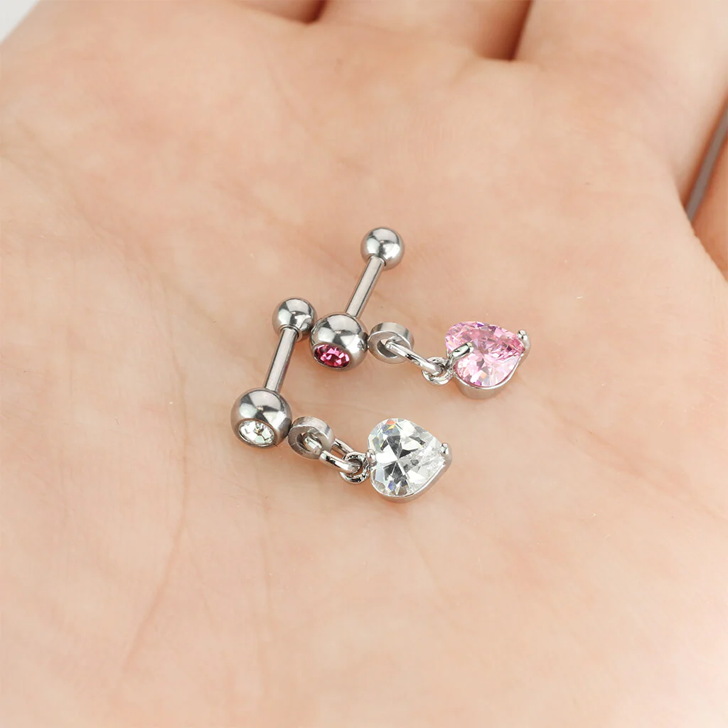Barbell Heart dangle Zirconia - Image 7