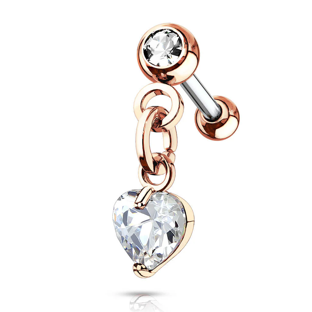 Barbell Heart dangle Zirconia - Image 9