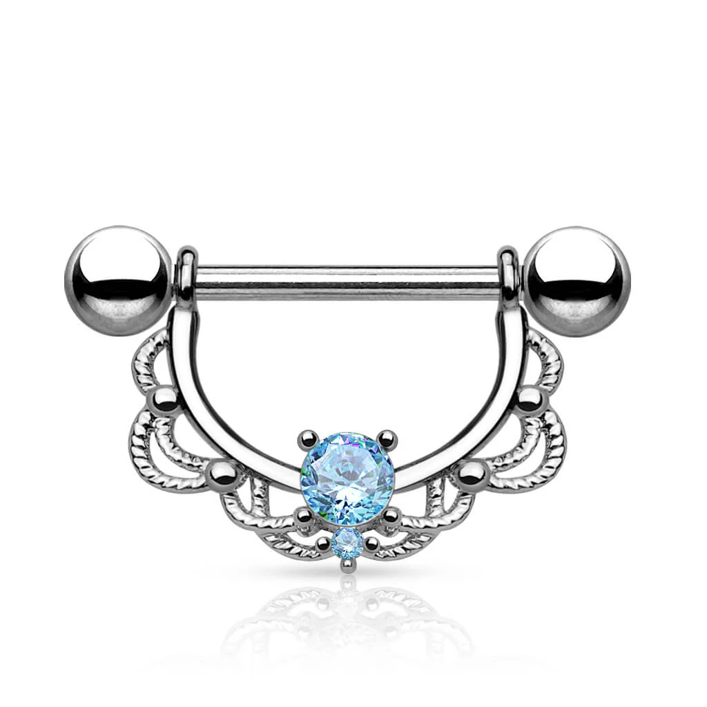 Nipple Piercing Wreath dangle Zirconia Silver - Image 4