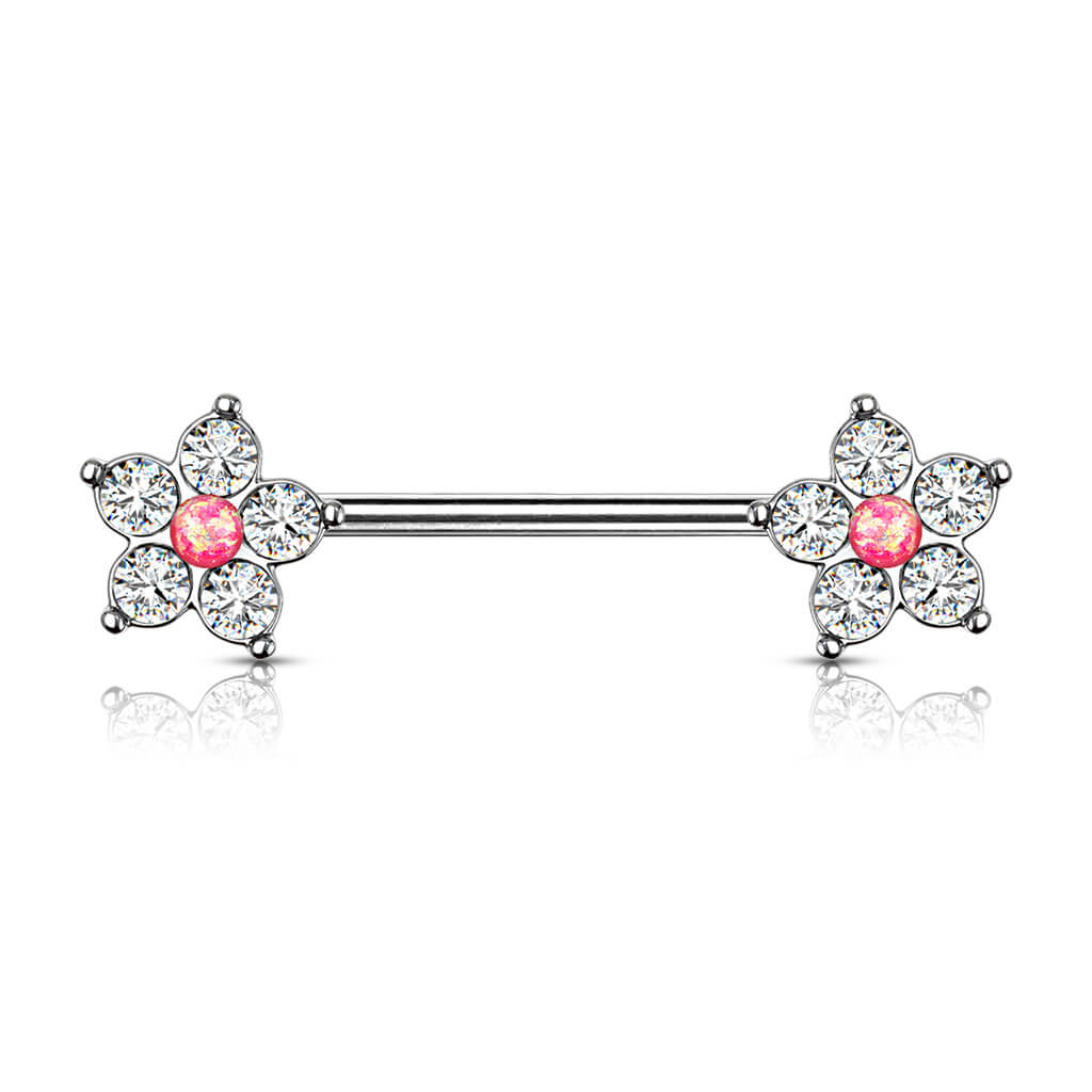 Nipple Piercing Flower Zirconia Silver - Image 6