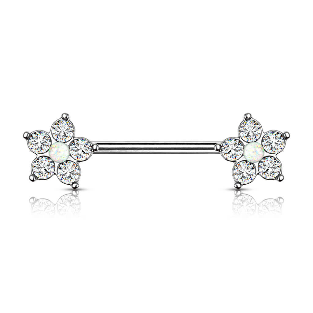 Nipple Piercing Flower Zirconia Silver - Image 8