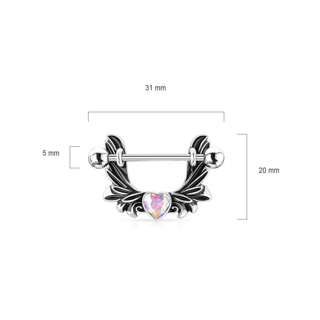 Nipple Piercing Angel Wings Heart Zirconia - Image 3