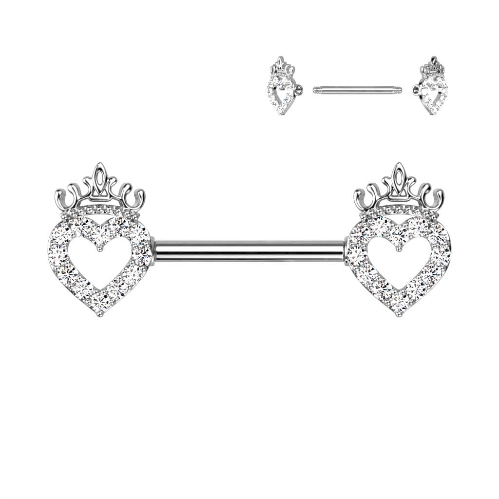 Nipple Piercing Heart Crown Zirconia - Image 2