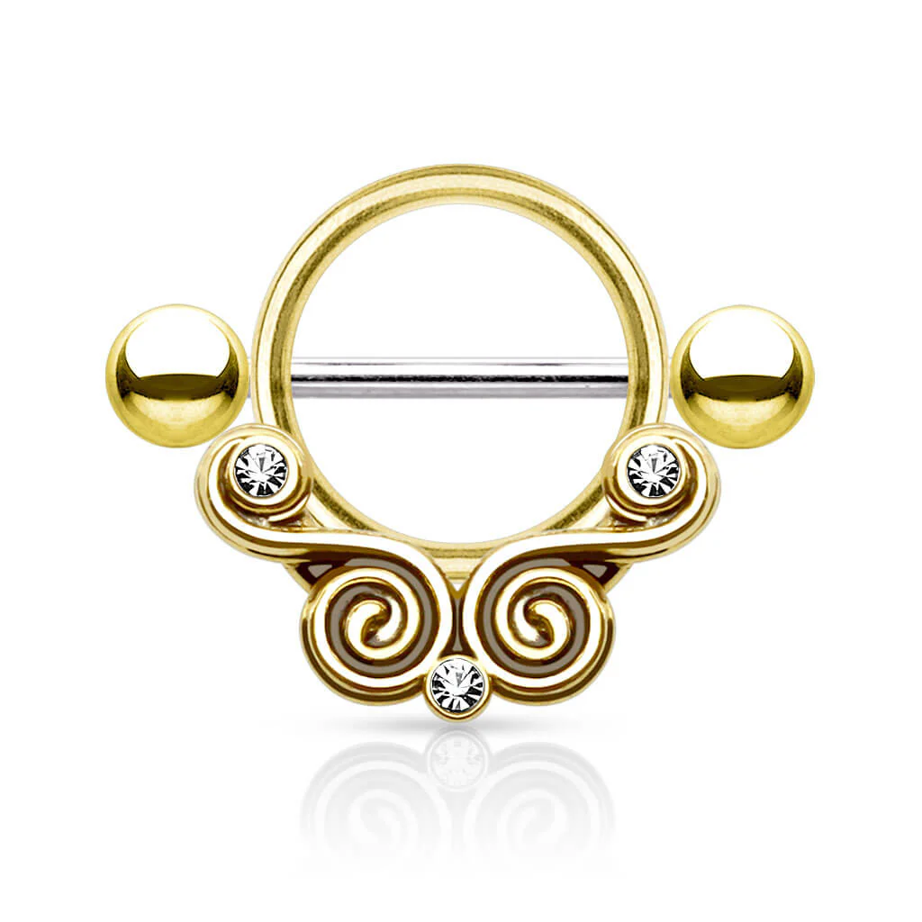 Nipple Piercing Zirconia Swirls Round - Image 2