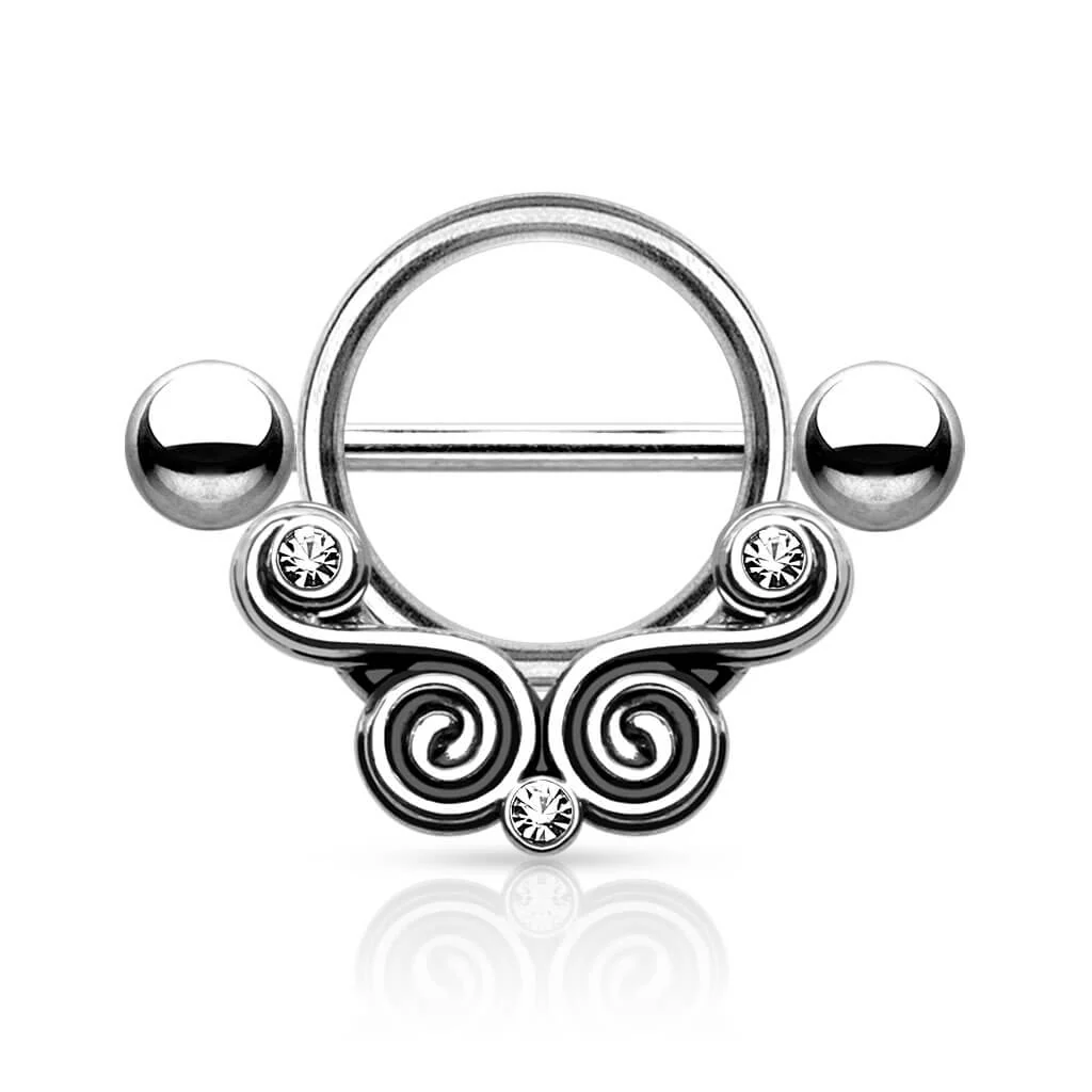 Nipple Piercing Zirconia Swirls Round - Image 5
