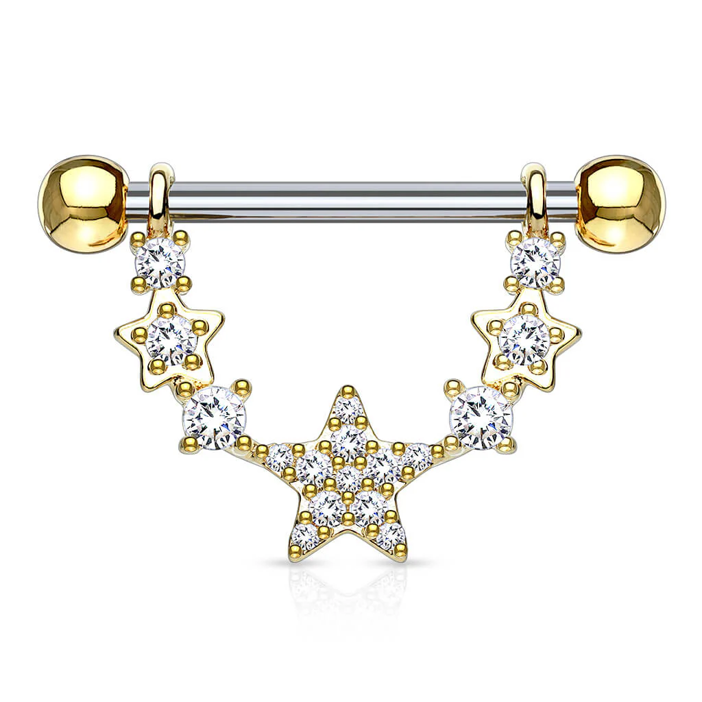 Nipple Piercing Star hanging Zirconia - Image 3
