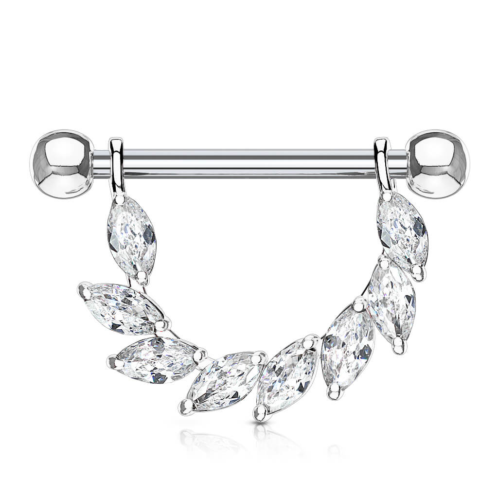 Nipple Piercing Leaves dangle Zirconia - Image 2