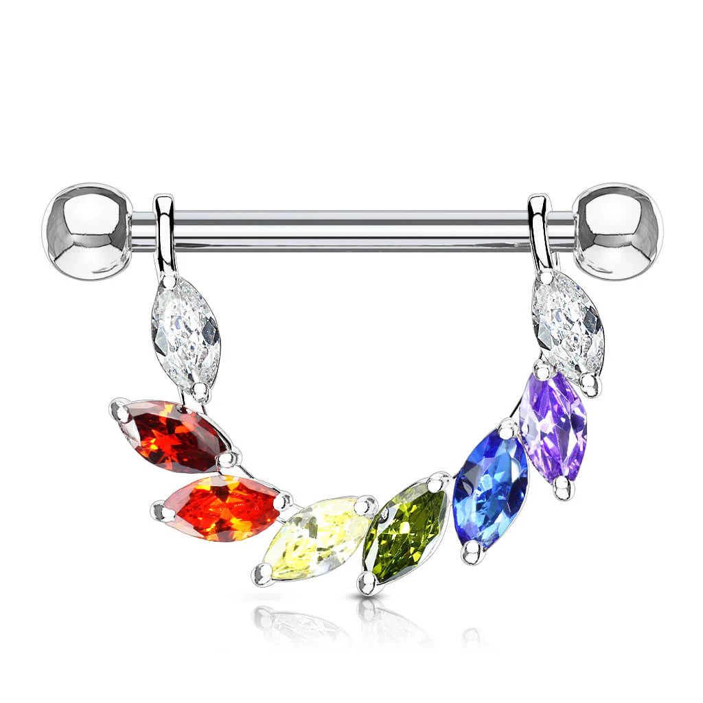 Nipple Piercing Leaves dangle Zirconia - Image 7