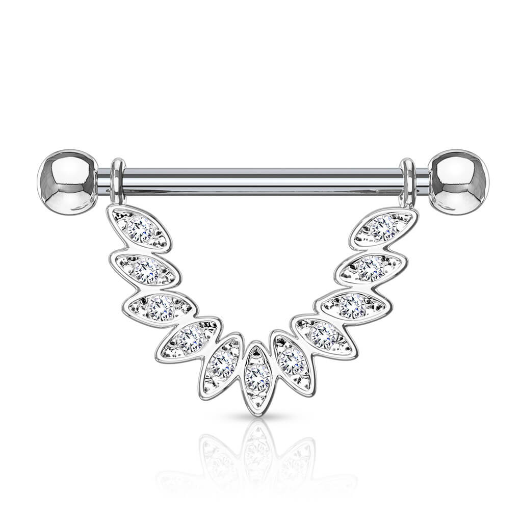 Nipple Piercing Leaves dangle Zirconia - Image 2