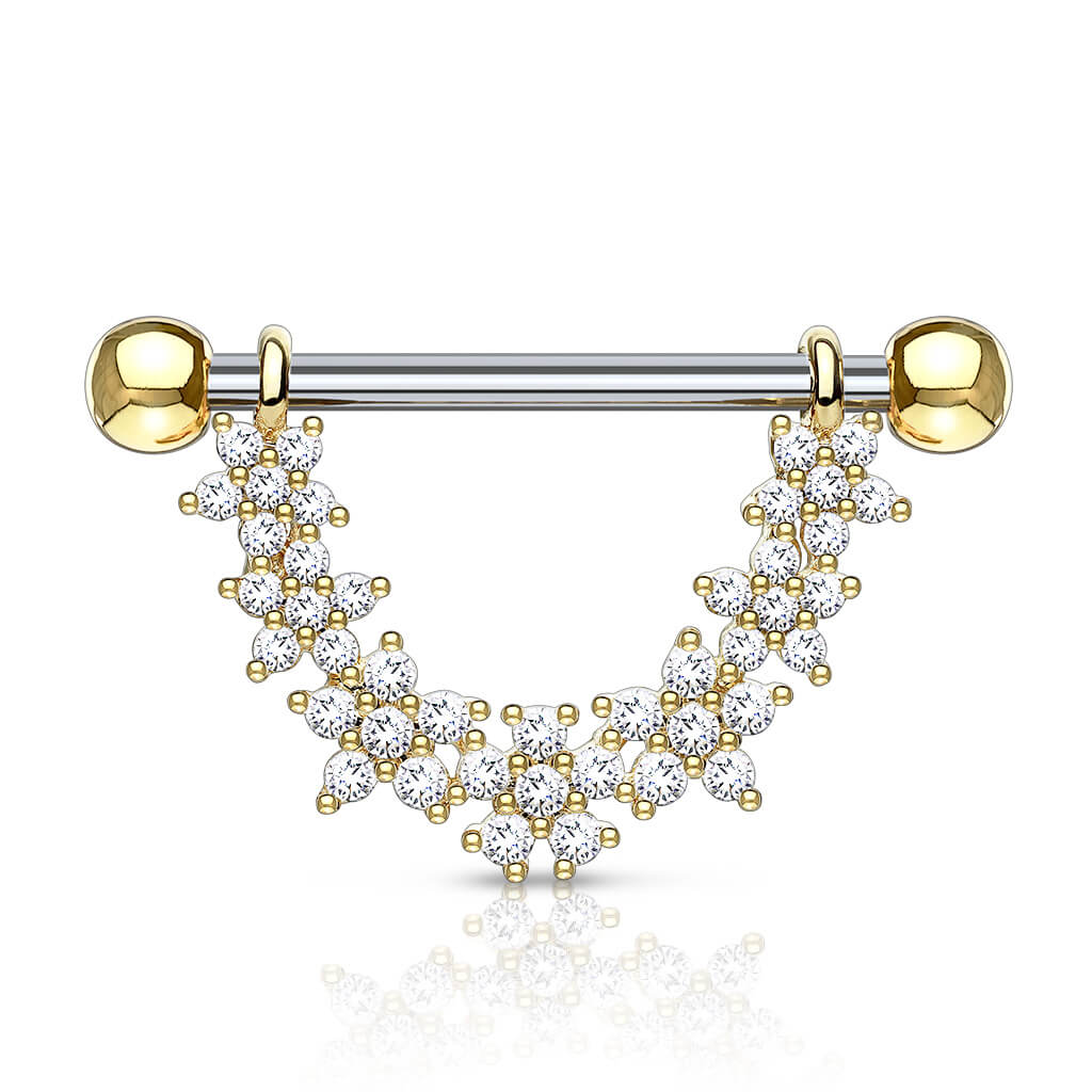 Nipple Piercing Flowers dangle Zirconia - Image 3