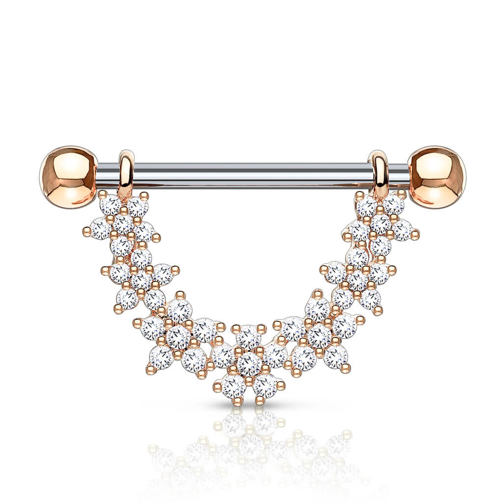Nipple Piercing Flowers dangle Zirconia - Image 4