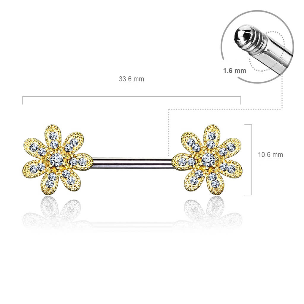 Nipple Piercing Flower Zirconia - Image 3