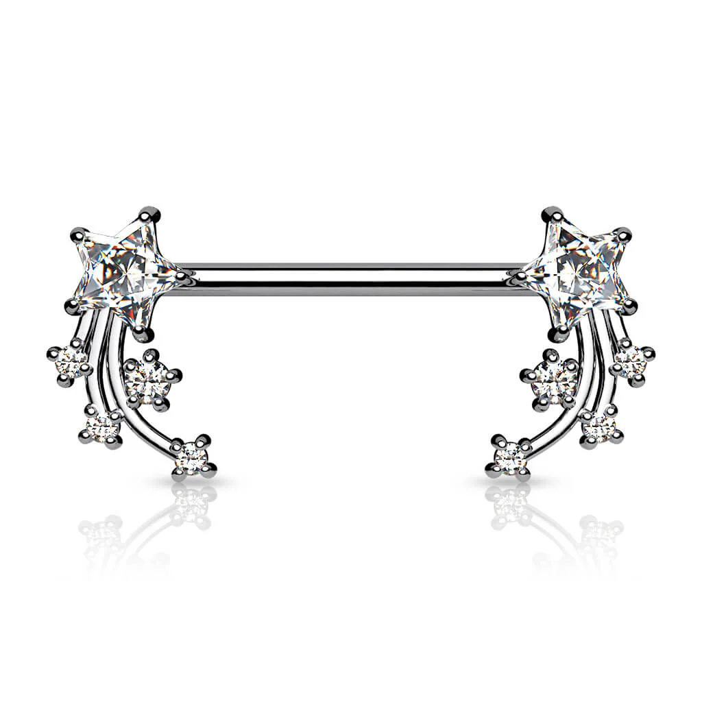 Nipple Piercing Shooting Star Zirconia Silver - Image 2