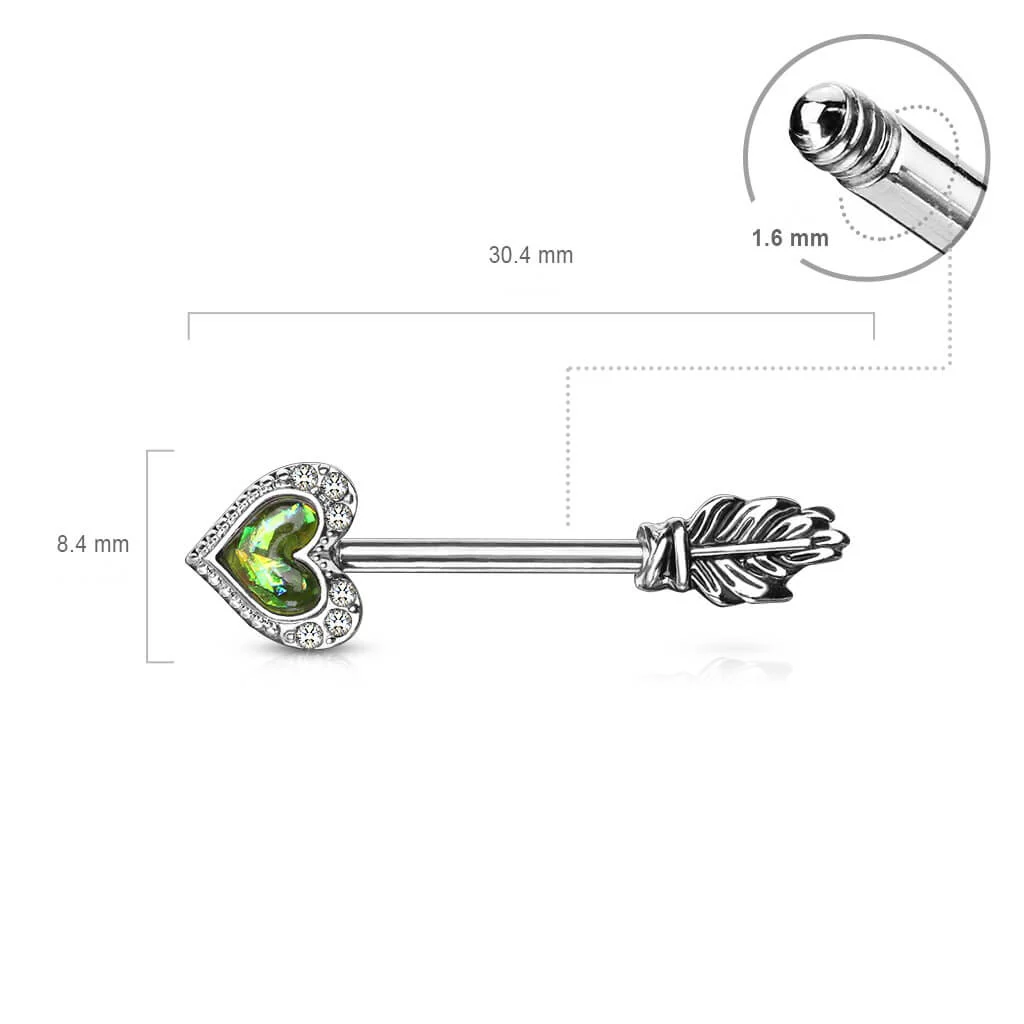 Nipple Piercing Heart Arrow Opal - Image 3