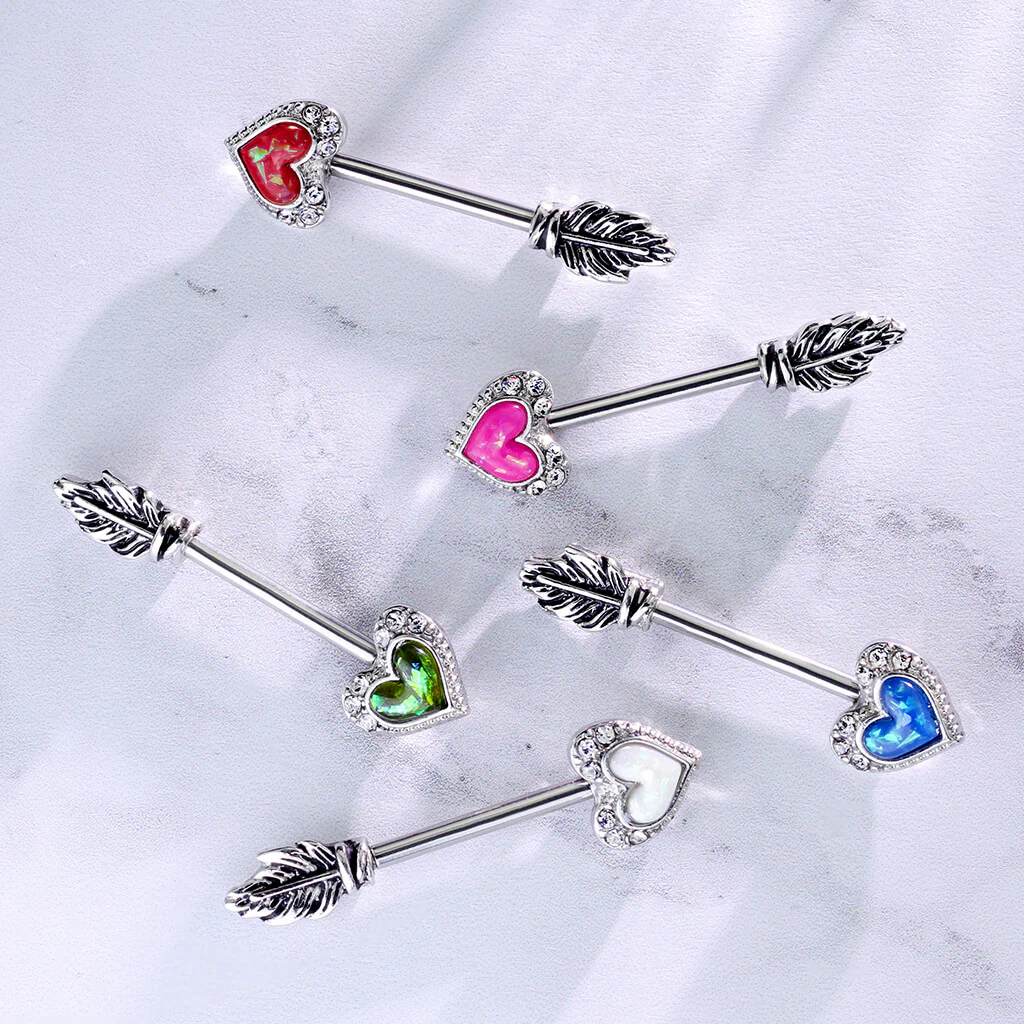 Nipple Piercing Heart Arrow Opal - Image 7