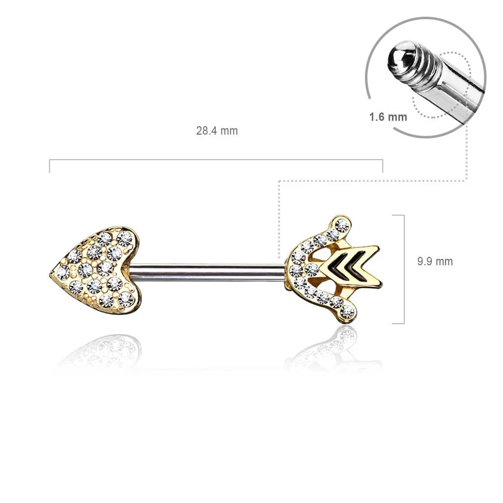 Nipple Piercing Heart Arrow Zirconia - Image 3