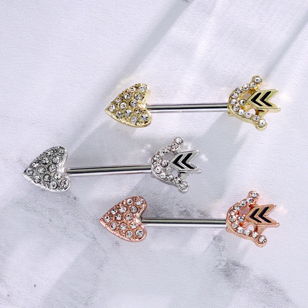 Nipple Piercing Heart Arrow Zirconia - Image 6