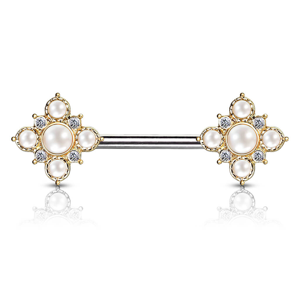 Nipple Piercing Flower Pearls Zirconia - Image 2