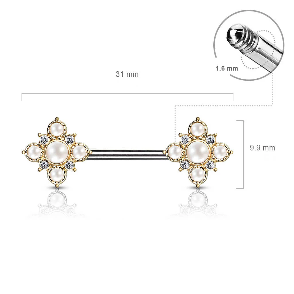 Nipple Piercing Flower Pearls Zirconia - Image 3