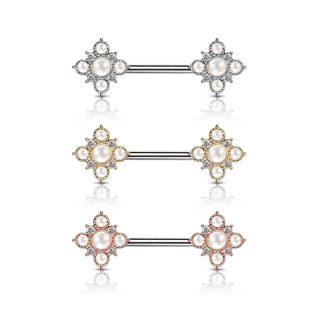Nipple Piercing Flower Pearls Zirconia - Image 5