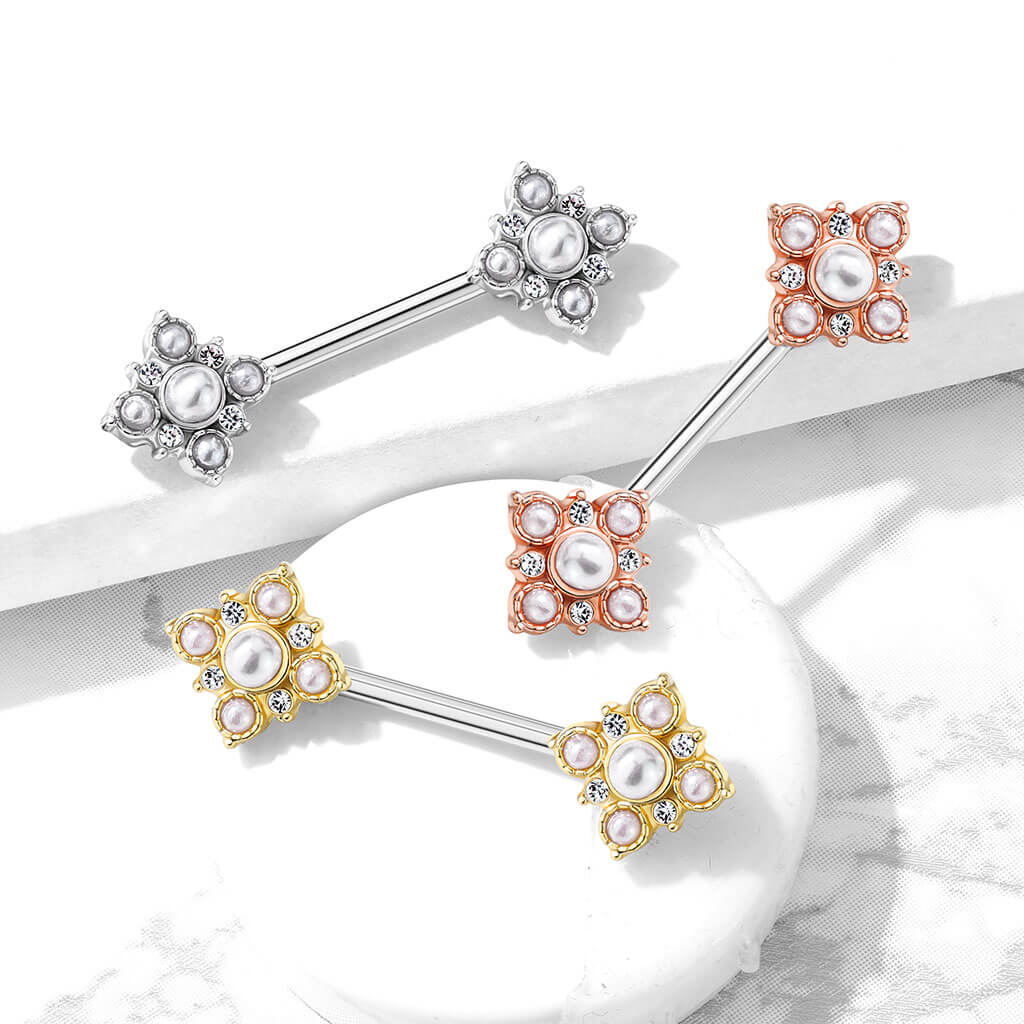 Nipple Piercing Flower Pearls Zirconia - Image 6