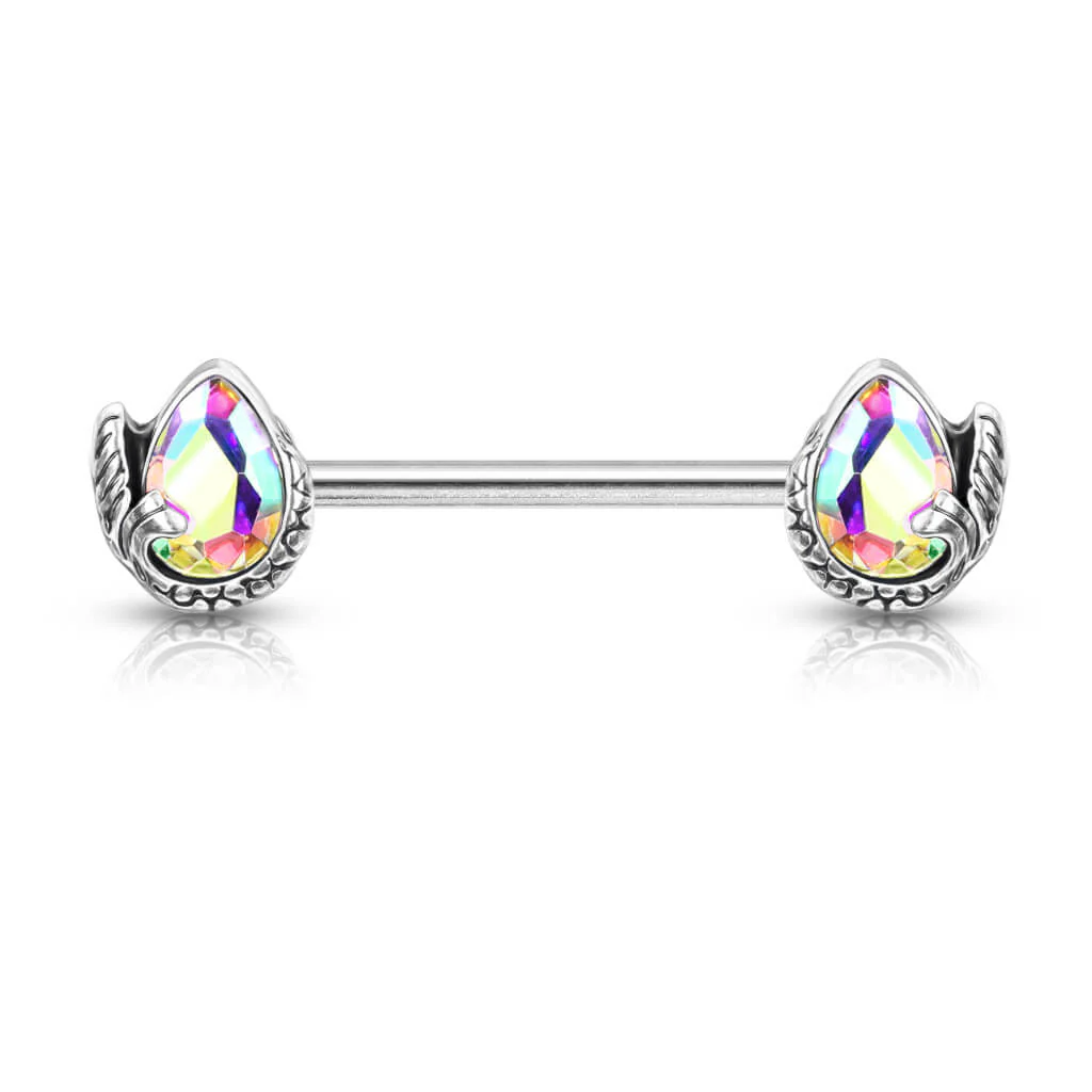 Nipple Piercing Mermaid Tail Drop Zirconia Silver - Image 2