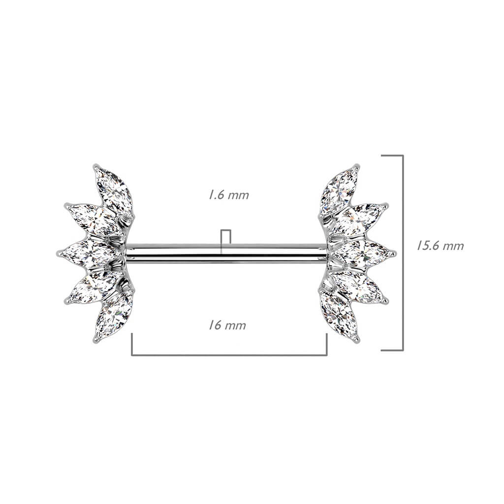 Nipple Piercing Marquise Cut 5 cubic Zirconia - Image 3