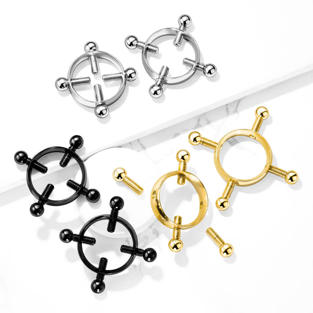 Fake Nipple Piercing Nipple clamp 4 Screws - Image 5