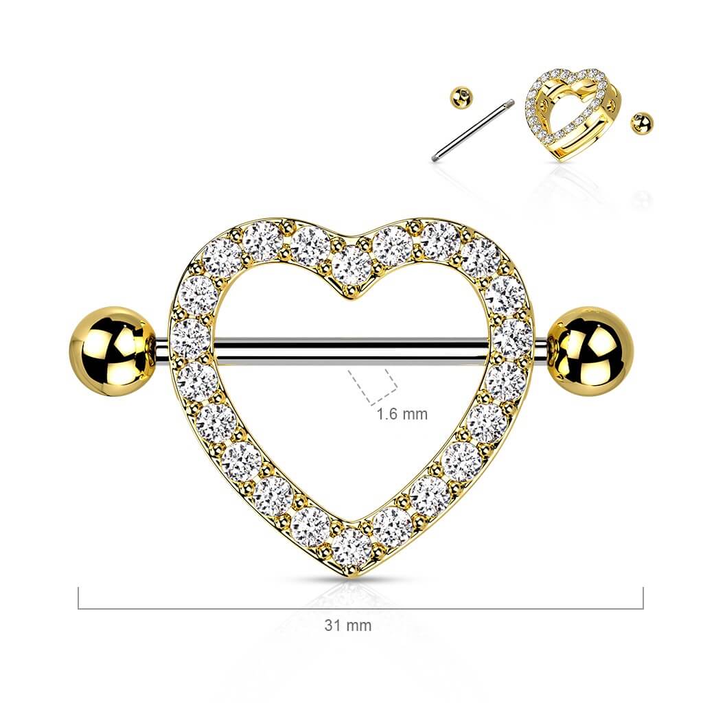 Nipple Piercing Heart Zirconia - Image 2