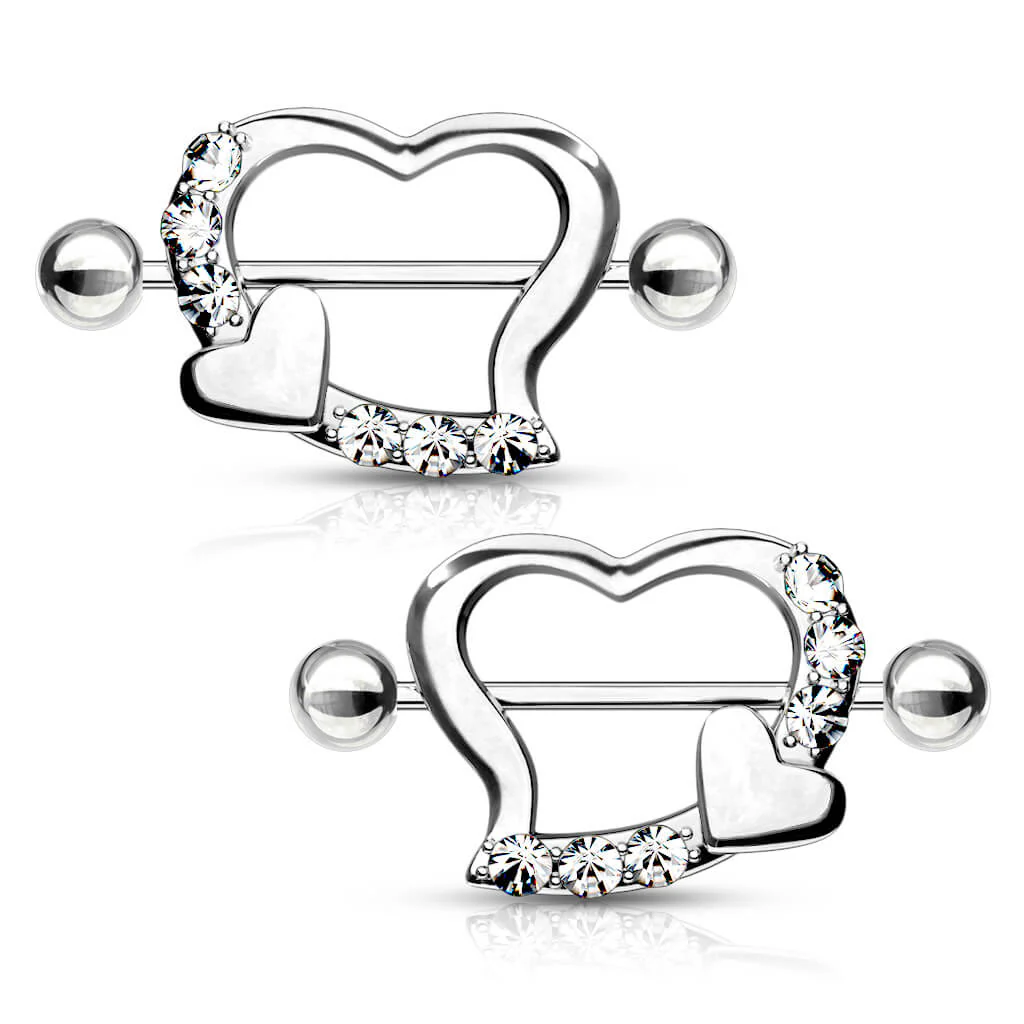 Nipple Piercing Double Heart Zirconia - Image 2