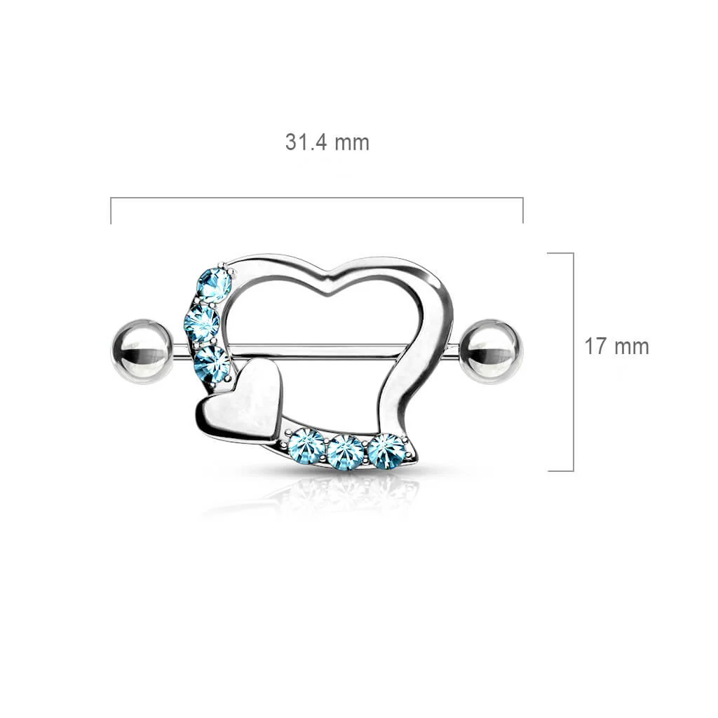 Nipple Piercing Double Heart Zirconia - Image 3