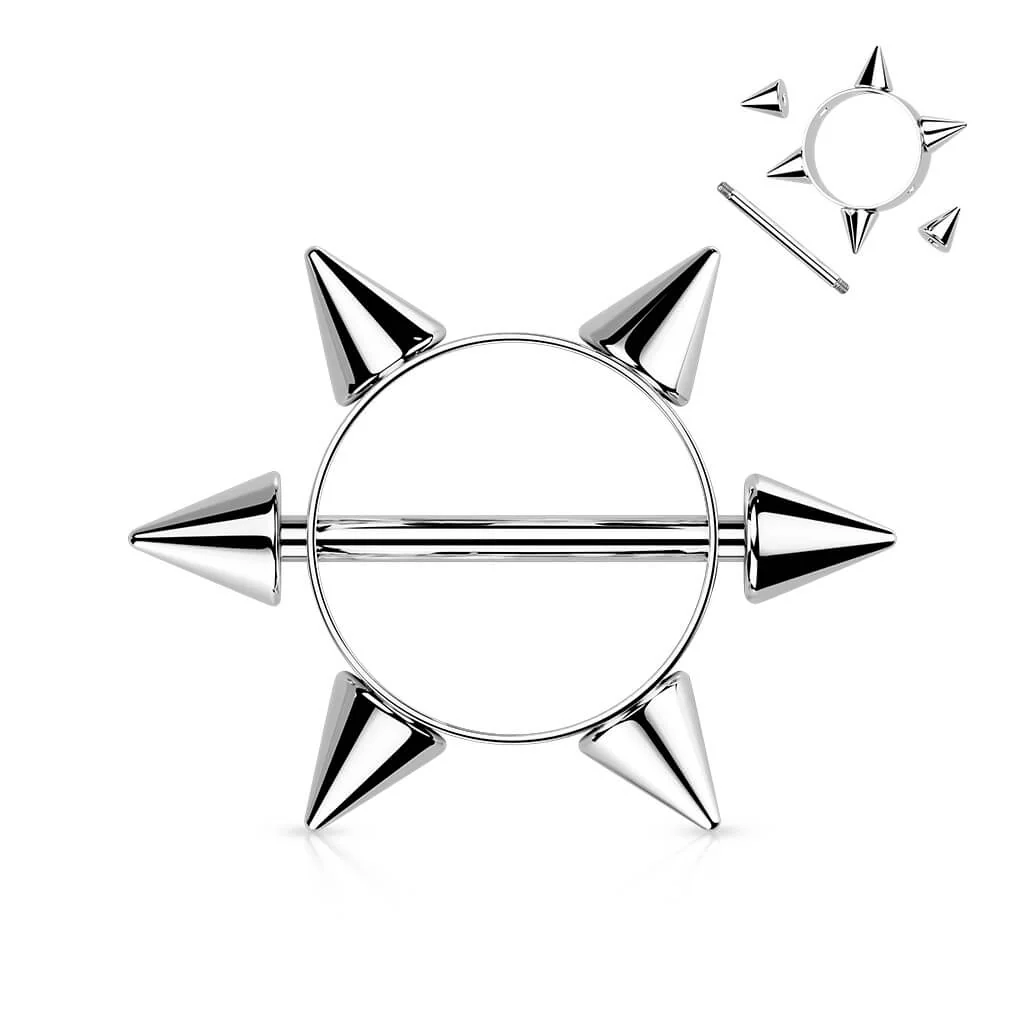 Nipple Piercing Spike Wreath Silver - Image 7