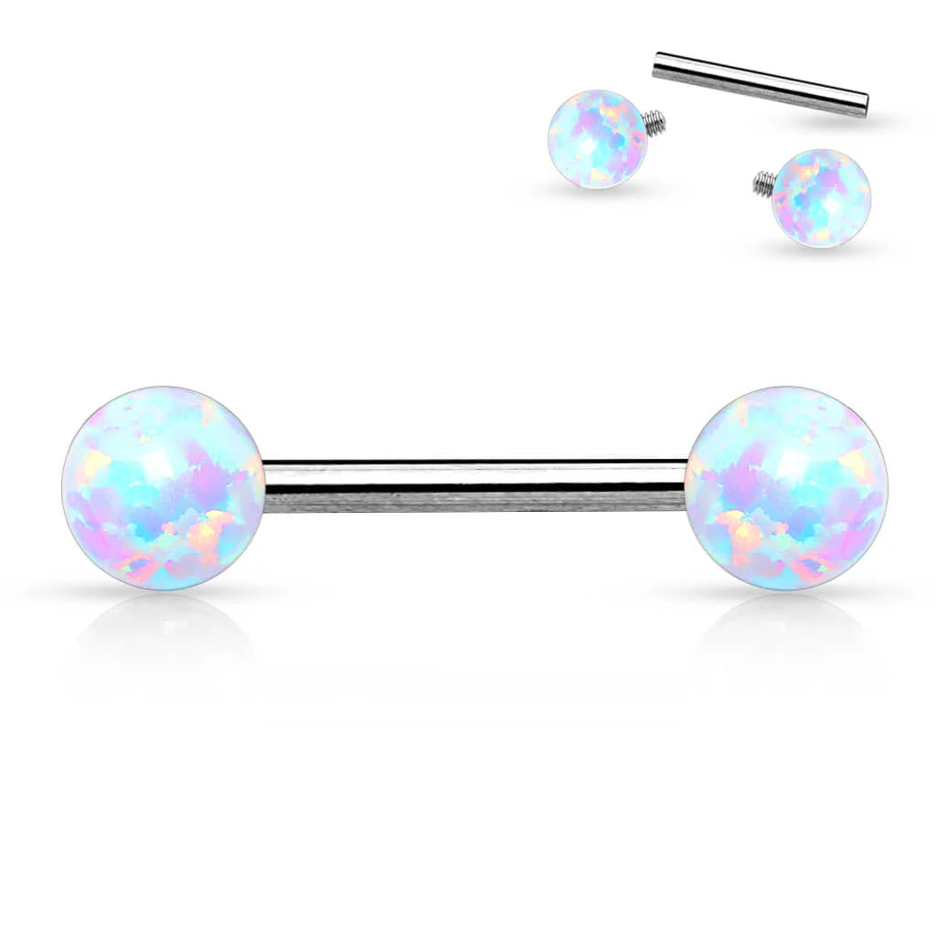 Nipple Piercing Ball Opal Internally Threaded - Image 3