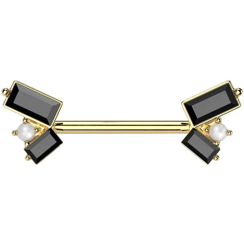 Nipple Piercing pearl baguette cut zirconia