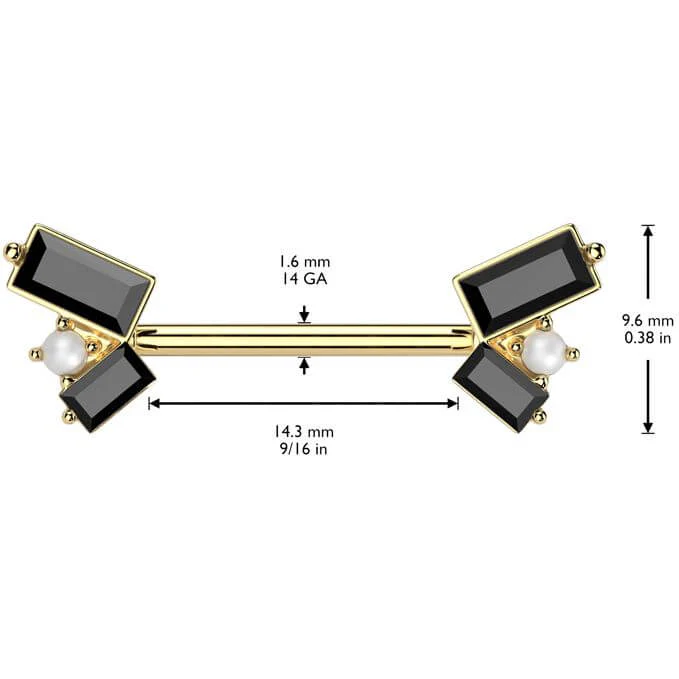 Nipple Piercing pearl baguette cut zirconia - Image 2
