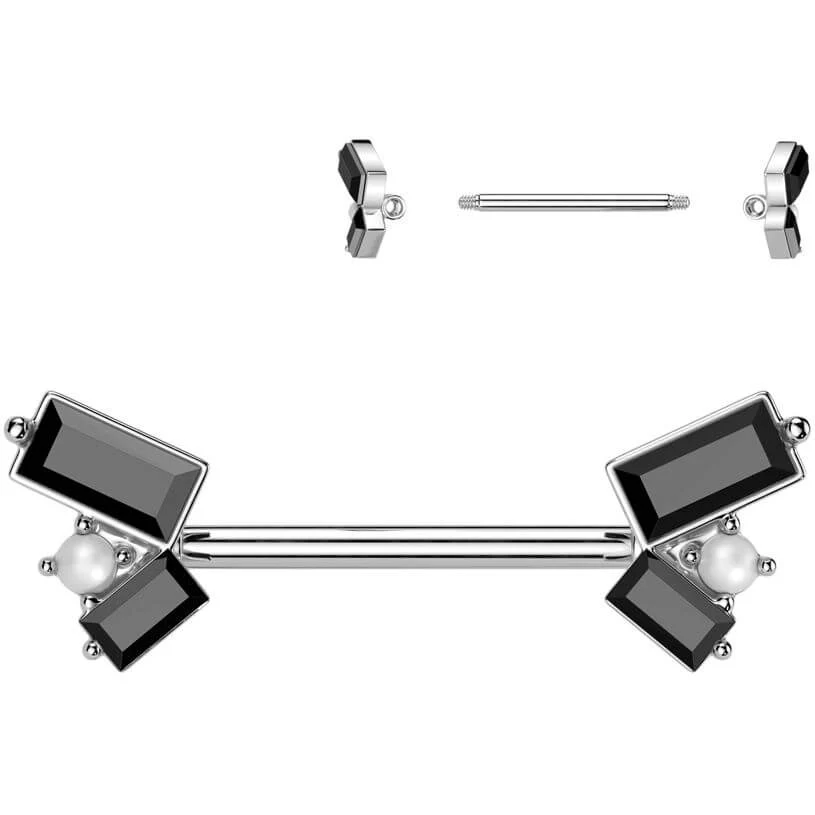 Nipple Piercing pearl baguette cut zirconia - Image 4